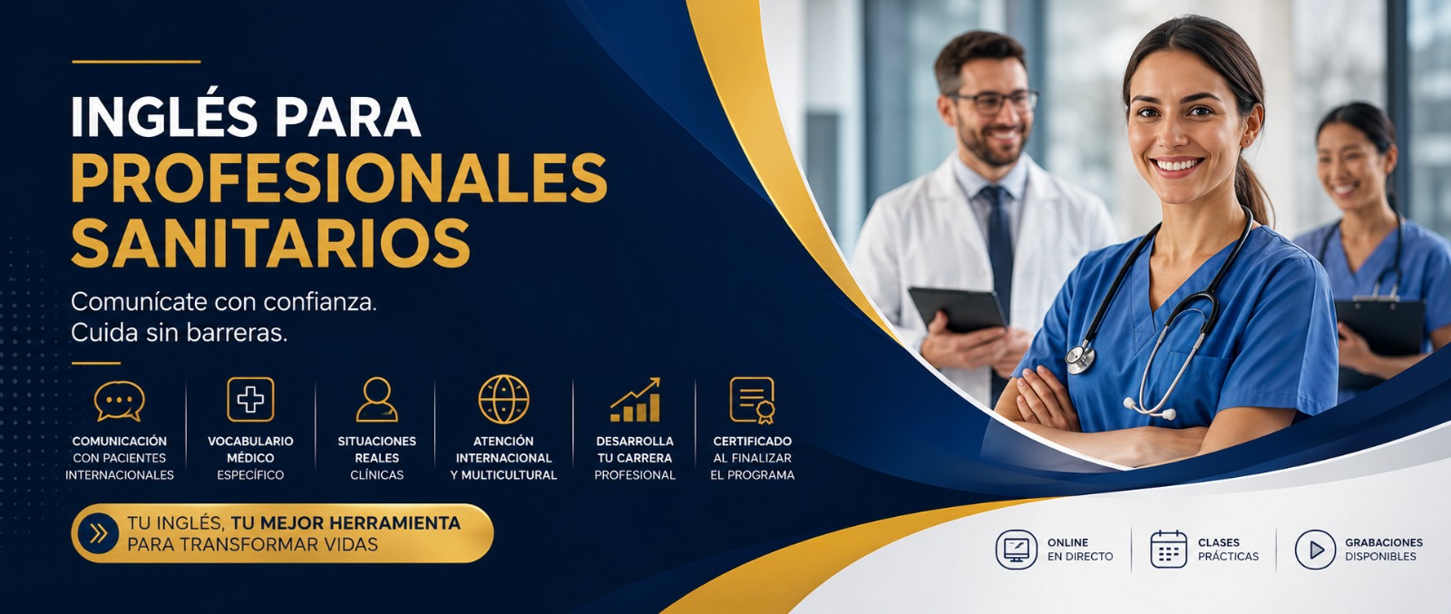 Inglés para profesionales sanitarios. Comunícate con confianza, cuida sin barreras.