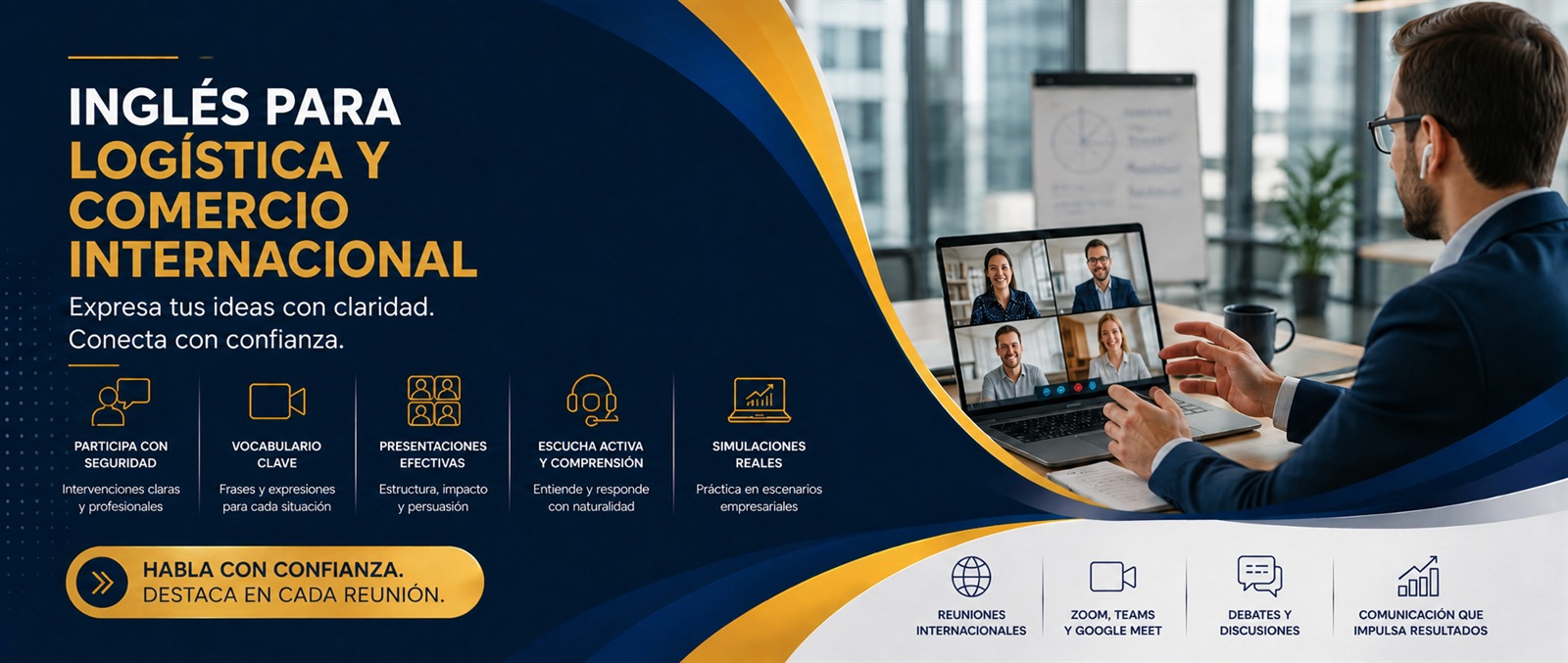 Inglés para logística y comercio internacional. Expresa tus ideas con claridad y conecta con confianza.